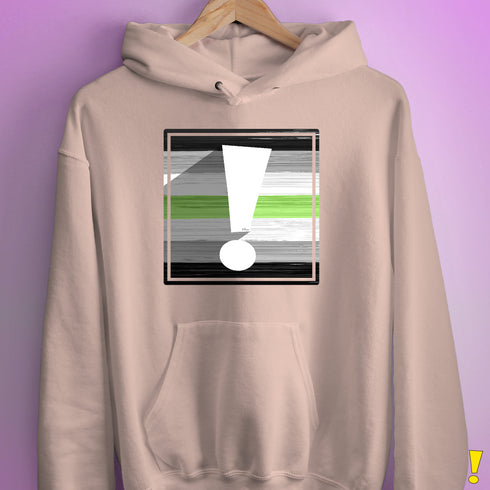 Agender Pride Flag Exclamation Point Hoodie - Light Pink